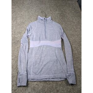 Lululemon Run Swifty Tech 1/2 Zip Lavender Purple Striped Pullover Womens Size 4